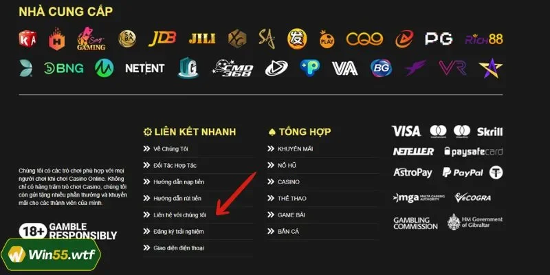 Vào mục liên hệ trên trang chủ WIN55 để được hỗ trợ nhanh